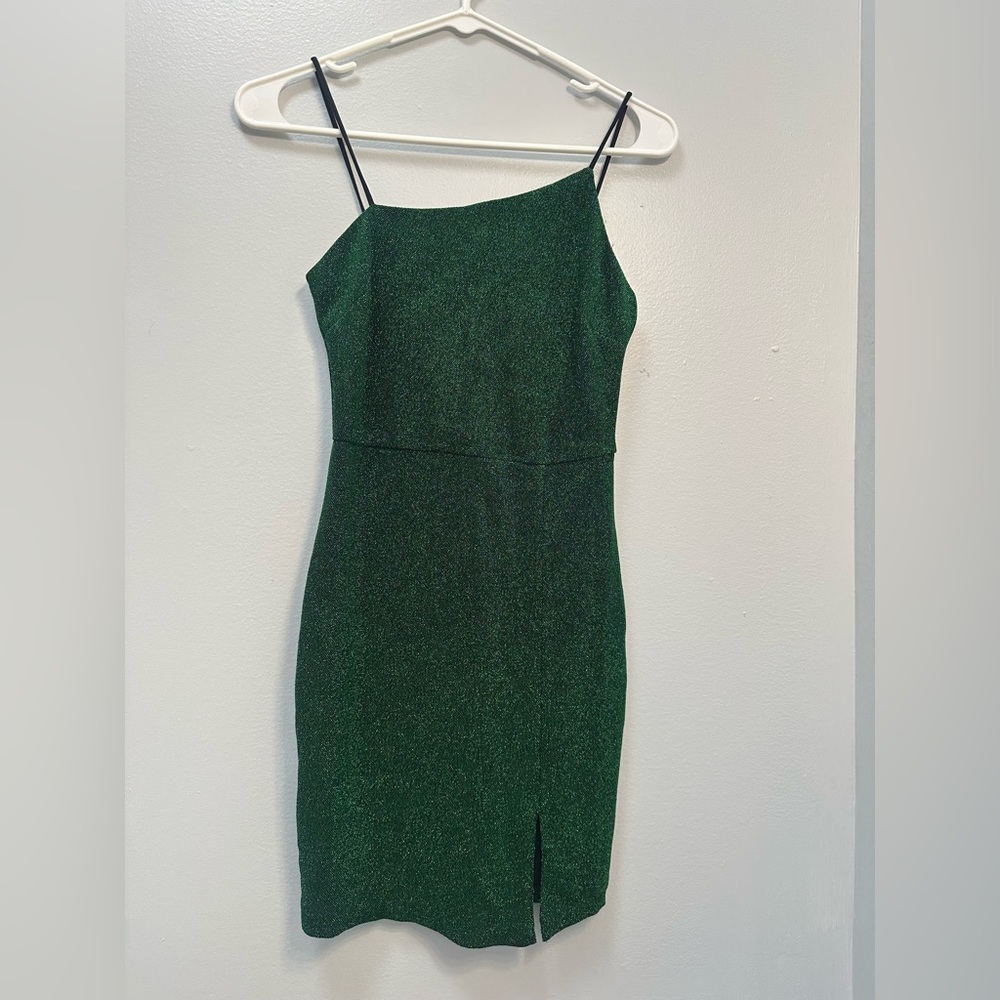 Lulu's Emerald Green Glitter Mini Dress